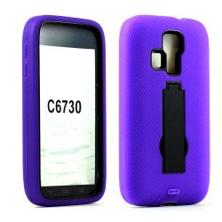 Kyocera Hydro Icon C6730 Armor Hybrid Stand Case (Purple Black)